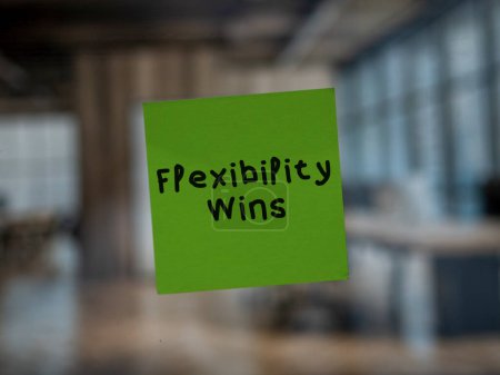 Nota sobre el vidrio con 'Flexibilidad Wins'.