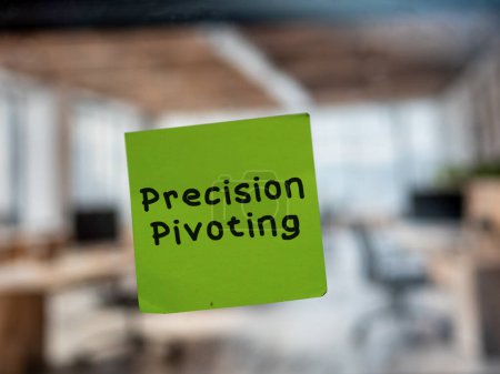 Post note on glass with 'Precision Pivoting'.