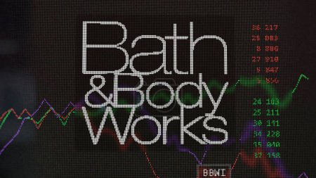 Téléchargez les photos : 19 mars 2024. Le logo de Bath n Body Works, Inc. sur l'écran d'un échange. Bath & Body Works, Inc stocks de prix, $BBWI sur un appareil. - en image libre de droit