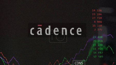 Photo for March 19th 2024. The logo of Cadence Design Systems on the screen of an exchange. Cadence Design Systems price stocks, $CDNS on a device. - Royalty Free Image