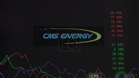 Foto de 19 de marzo de 2024. El logotipo de CMS Energy en la pantalla de un intercambio. Reservas de precios de CMS Energy, $CMS en un dispositivo. - Imagen libre de derechos