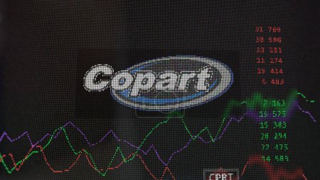 Téléchargez les photos : 19 mars 2024. Le logo de Copart sur l'écran d'un échange. Stocks de prix Copart, $CPRT sur un appareil. - en image libre de droit