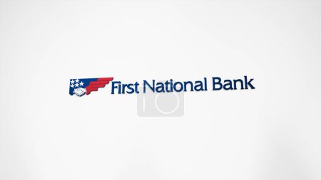 Téléchargez les photos : 26 mars 2024, logo de FNB Corporation sur un mur blanc dans un bâtiment de hall, la marque $FNB intérieur. - en image libre de droit