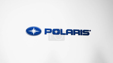 Téléchargez les photos : 26 mars 2024, logo de Polaris sur un mur blanc dans un bâtiment de hall, la marque $PII intérieur. - en image libre de droit