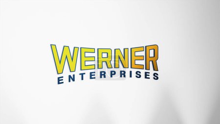 Téléchargez les photos : 26 mars 2024, logo de Werner Enterprises sur un mur blanc dans un bâtiment de hall, la marque $WERN intérieur. - en image libre de droit