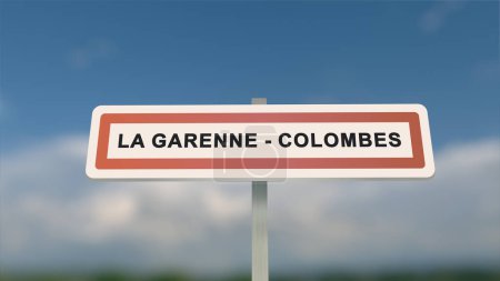 Foto de Signo de ciudad de La Garenne-Colombes. Entrada de la ciudad de La Garenne Colombes en Hauts-de-Seine, Francia - Imagen libre de derechos