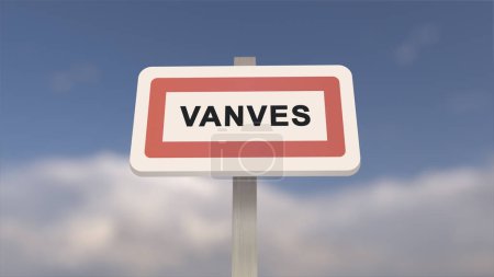 Photo for City sign of Vanves. Entrance of the town of Vanves in, Hauts-de-Seine, France - Royalty Free Image