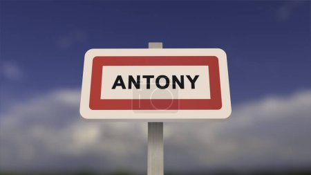 City sign of Antony. Entrance of the town of Antony in, Hauts-de-Seine, France