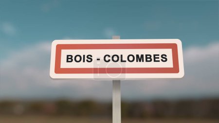 Foto de Signo de Bois-Colombes. Entrada de la ciudad de Bois Colombes en, Hauts-de-Seine, Francia - Imagen libre de derechos