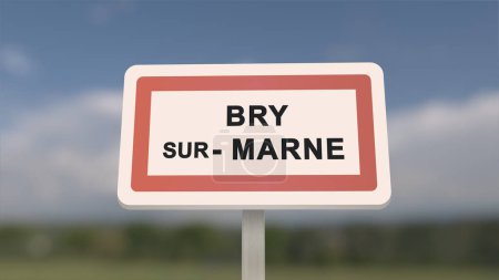 City sign of Bry-sur-Marne. Entrance of the town of Bry sur Marne in, Val-de-Marne, France