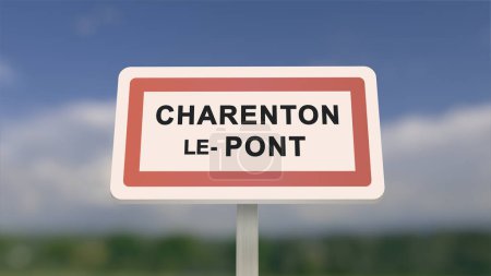 City sign of Charenton-le-Pont. Entrance of the town of Charenton le Pont in, Val-de-Marne, France