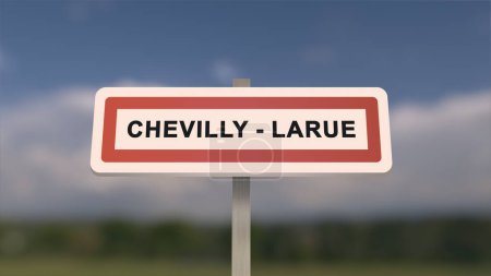 City sign of Chevilly-Larue. Entrance of the town of Chevilly Larue in, Val-de-Marne, France