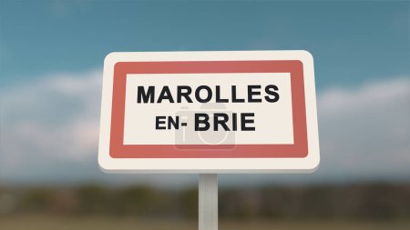 City sign of Marolles-en-Brie. Entrance of the town of Marolles en Brie in, Val-de-Marne, France