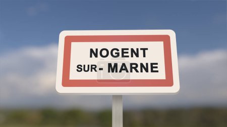 City sign of Nogent-sur-Marne. Entrance of the town of Nogent sur Marne in, Val-de-Marne, France