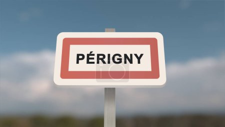 Photo for City sign of Perigny. Entrance of the town of Perigny in, Val-de-Marne, France - Royalty Free Image