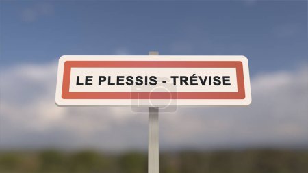 Panneau de ville du Plessis-Trevise. Entrée de la ville de Le Plessis Trevise à Val-de-Marne, France