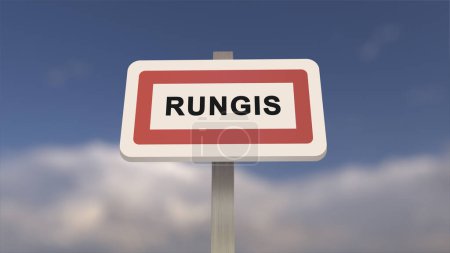 City sign of Rungis. Entrance of the town of Rungis in, Val-de-Marne, France