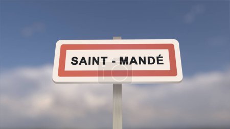 City sign of Saint-Mande. Entrance of the town of Saint Mande in, Val-de-Marne, France
