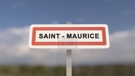 City sign of Saint-Maurice. Entrance of the town of Saint Maurice in, Val-de-Marne, France
