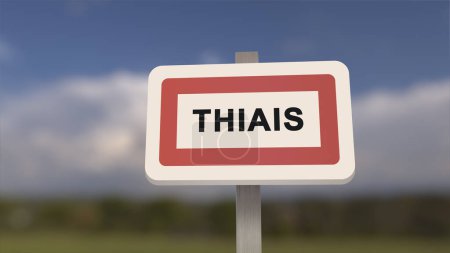 City sign of Thiais. Entrance of the town of Thiais in, Val-de-Marne, France