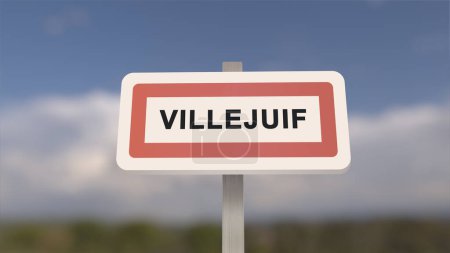Photo for City sign of Villejuif. Entrance of the town of Villejuif in, Val-de-Marne, France - Royalty Free Image
