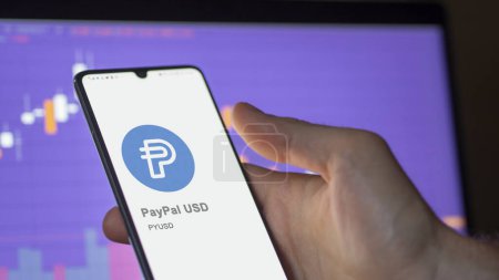 Photo for April 20th 2024 , Shanghai, China. Close up on logo of (PYUSD) PayPal USD on the screen of an exchange. (PYUSD) PayPal USD price stocks, $PYUSD on a device. - Royalty Free Image