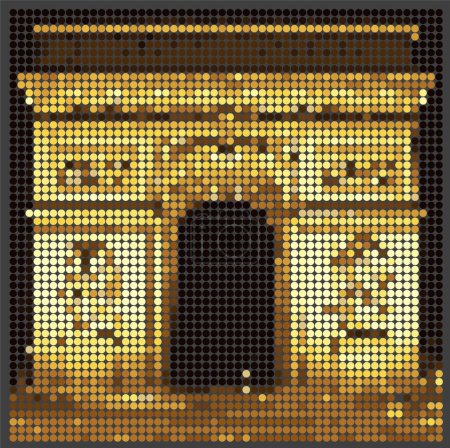 Téléchargez les illustrations : Illustration Style pixel art abstrait Arc de Triomphe, Arc de Triomphe version numérique low tech. - en licence libre de droit