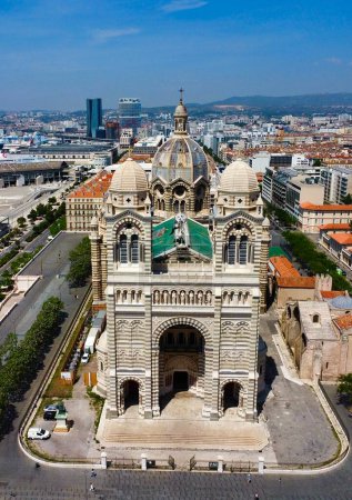 Photo for Drone photo la major cathedral, cathedrale la major marseille france europe - Royalty Free Image