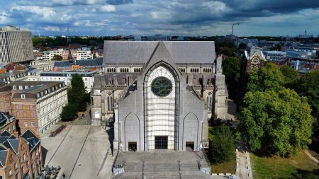 Photo for Drone photo Cathedral of Notre-Dame-de-la-Treille, Cathdrale Notre-Dame-de-la-Treille Lille France europe - Royalty Free Image