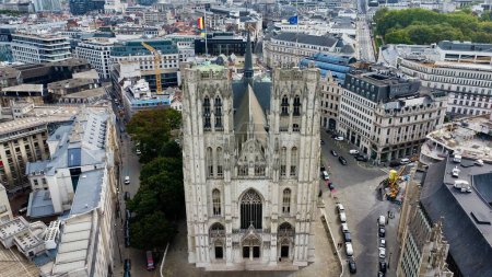 Foto de Drone foto Catedral de San Michel y Gudule, St-Michiels en St-Goedelekathedraal Bruselas belgium europe - Imagen libre de derechos