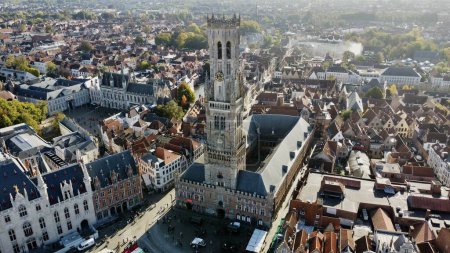 Photo for Drone photo Bruges Belfry, Belfort bruges belgium europe - Royalty Free Image