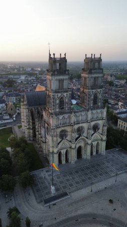 Photo for Drone photo Holy Cross Cathedral, Cathedrale Sainte-Croix d'Orleans France europe - Royalty Free Image