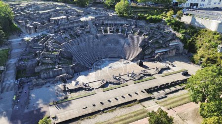 drone photo Gallo-Roman Theater lyon france europe
