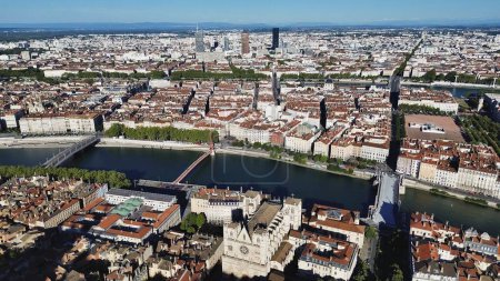 Photo for Drone photo Lyon France europe - Royalty Free Image