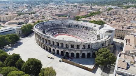 Photo for Drone photo Nimes Arena, arene de Nimes France Europe - Royalty Free Image