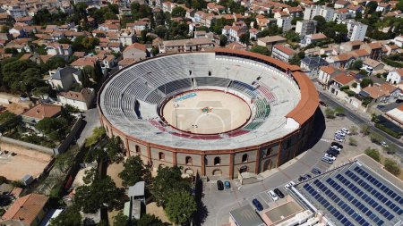 Photo for Drone photo Beziers Arena, arenes de Beziers france europe - Royalty Free Image