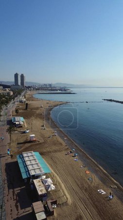 Téléchargez les photos : Drone photo Barceloneta plage, Platja de la Barceloneta Barcelone Espagne europe - en image libre de droit