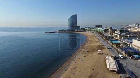 Téléchargez les photos : Drone photo Barceloneta plage, Platja de la Barceloneta Barcelone Espagne europe - en image libre de droit