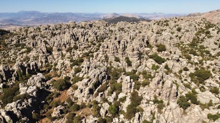 Photo for Drone photo Natural Park Torcal de Antequera, Paraje Natural Torcal de Antequera Malaga Spain Europe - Royalty Free Image