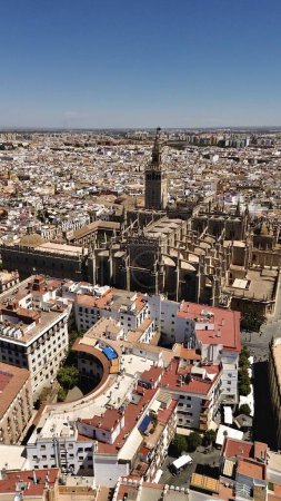 Photo for Drone photo Sevilla cathedral, Catedral de Sevilla spain europe - Royalty Free Image