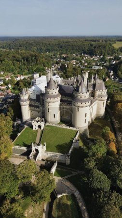 Photo for Drone photo Pierrefonds castle, Chateau de Pierrefonds france europe - Royalty Free Image