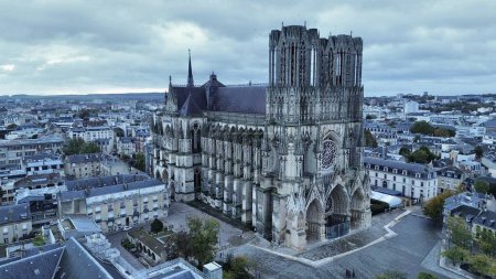 Photo for Drone photo Cathedrale Notre-Dame Reims France Europe - Royalty Free Image