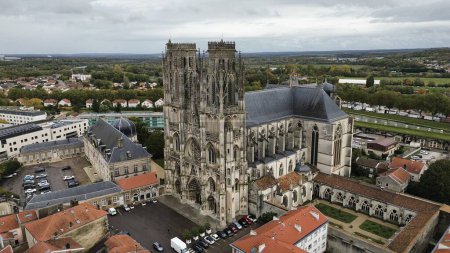 Photo for Drone photo Saint-Etienne cathedral, Cathedrale Saint-Etienne Toul France Europe - Royalty Free Image