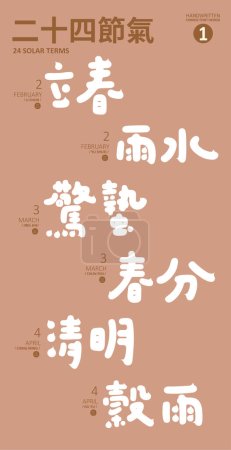 Collection of twenty-four solar terms in the lunar calendar (1), from February to April, cute font style, vector text material.