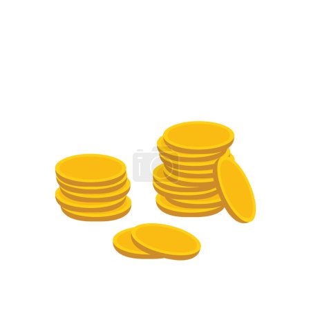 A bunch of coins on a white background. Vector illustration