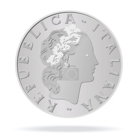 Illustration for 50 Lire of Italy at the back. Vector illustration on a white background is made in 3D style - Royalty Free Image