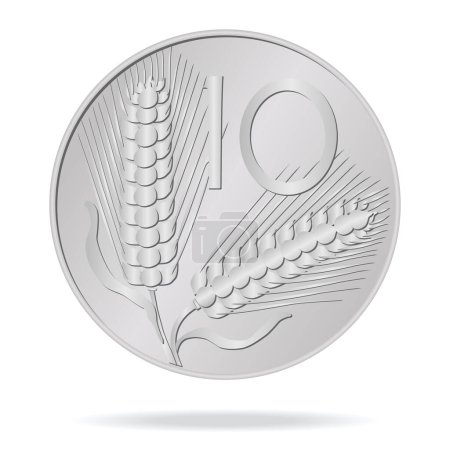 10 Lire of Italy on a white background. 3D vector illustration