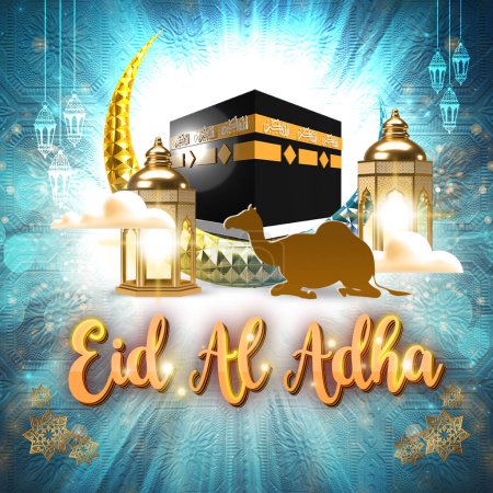 Foto de Ilustración vectorial de un hermoso fondo para eid al adha - Imagen libre de derechos