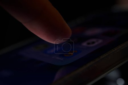 Photo for Finger on phone close up. High quality photo - Royalty Free Image