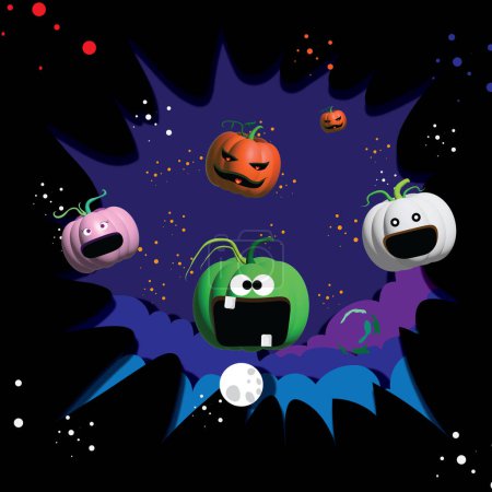 Téléchargez les photos : Espace Halloween mignonne citrouille fun fantôme noir horreur nuit ciel - en image libre de droit